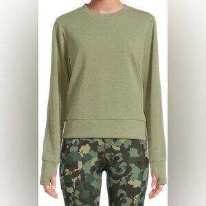 AVIA Textured Long Sleeve Top Olive Green Size Small